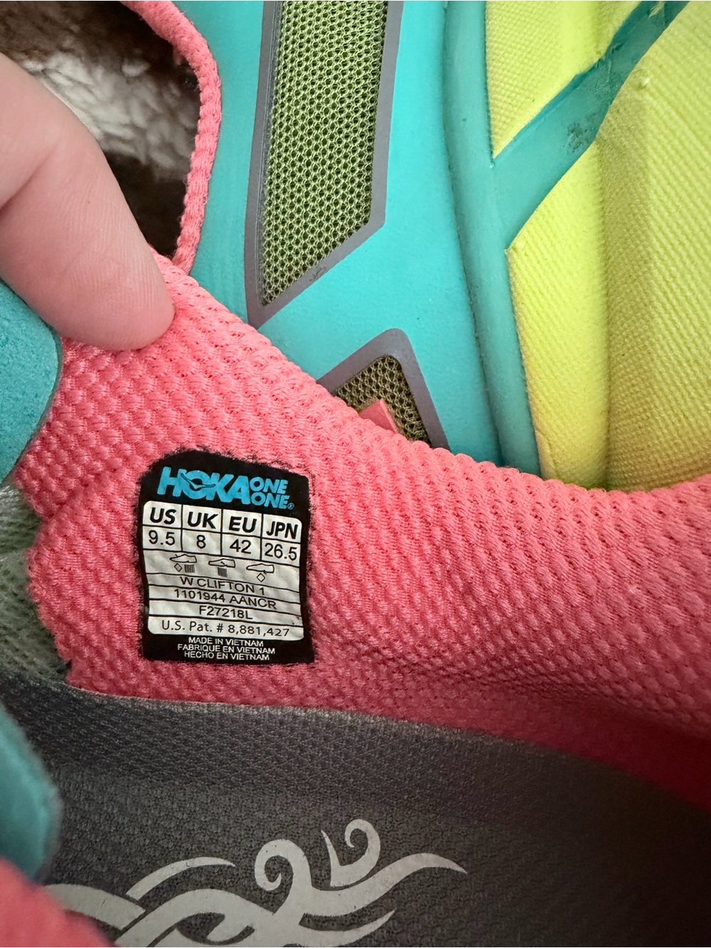 Hoka Clifton Turquoise, neon yellow and neon orange Women's Running Sneakers 9.5 - Picture 6 of 8
